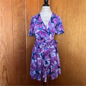 Draper James Wendy Wrap Dress Floral Purple Size 4 NWT